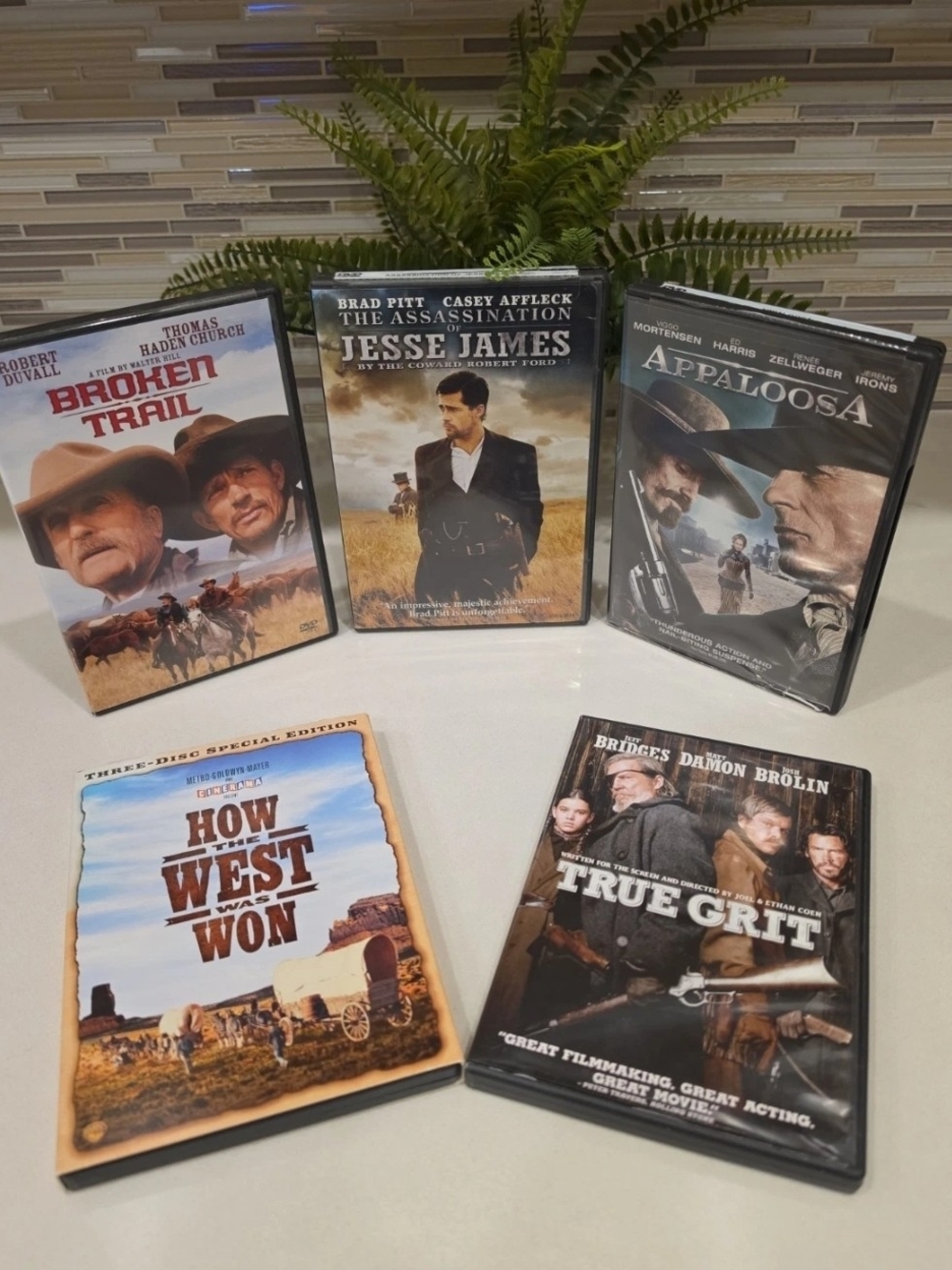 Western 5-DVD Lot Bundle: True Grit, Broken Trail, Jesse James, Appaloosa etc.